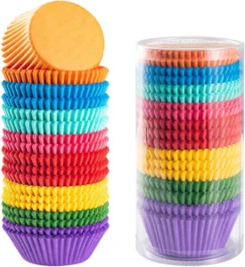 Gifbera Bright Rainbow Standard Cupcake Liners Solid Colorful Paper Baking Cups 400-Count